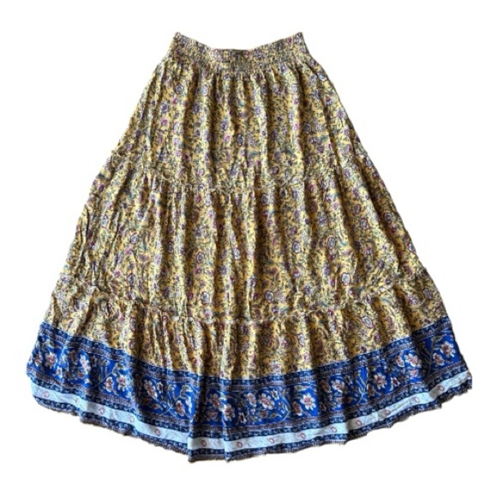 Floral Maxi Skirt - Yellow and Blue